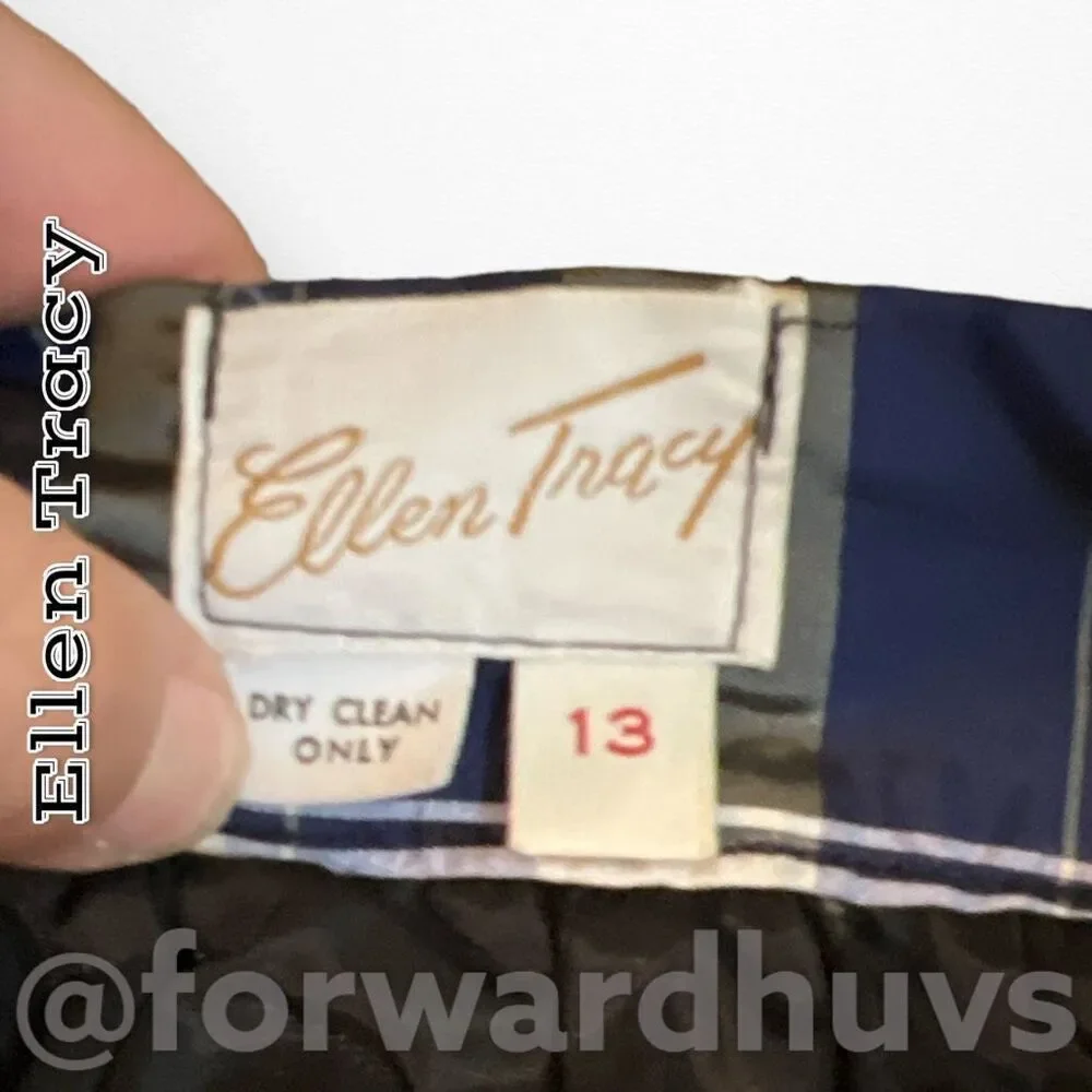 Vintage Ellen Tracy Blue Plaid Silk Taffeta Wrap Skirt Size 13